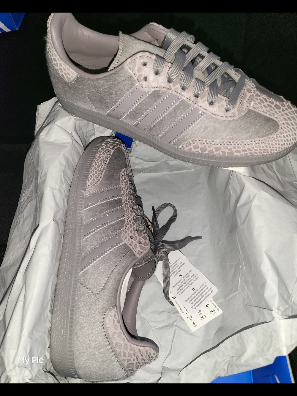 Adidas Women's Samba Light Gray Suede & Snake-Print Sneakers